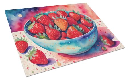 NEW Colorful Strawberries Glass Cutting Board Decorative Tempered Glass Kitchen Cutting and Serving Board Large Size Chopping Board (default: default)