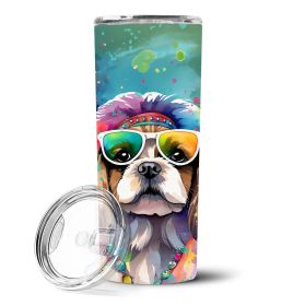 Shih Tzu Hippie Dawg Stainless Steel Skinny Tumbler Vacuum Double Walled Reusable Insulated Tumbler Travel Cup for Coffee Cocktails Gift with Lid (default: default)