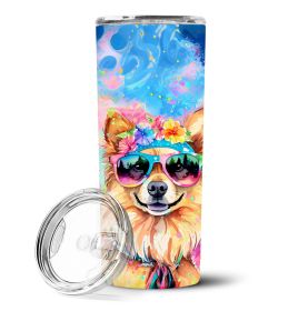 Pomeranian Hippie Dawg Stainless Steel Skinny Tumbler Vacuum Double Walled Reusable Insulated Tumbler Travel Cup for Coffee Cocktails Gift with Lid (default: default)