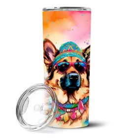 German Shepherd Hippie Dawg Stainless Steel Skinny Tumbler Vacuum Double Walled Reusable Insulated Tumbler Travel Cup for Coffee Cocktails Gift with L (default: default)