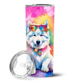 Samoyed Hippie Dawg Stainless Steel Skinny Tumbler Vacuum Double Walled Reusable Insulated Tumbler Travel Cup for Coffee Cocktails Gift with Lid (default: default)