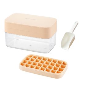 Custom Silicone 32 grids whiskey Small Square ice cube mold tray with box (Color: Pink)