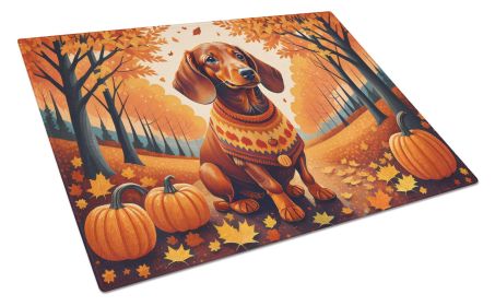 NEW Dachshund Fall Glass Cutting Board Decorative Tempered Glass Kitchen Cutting and Serving Board Large Size Chopping Board (default: default)