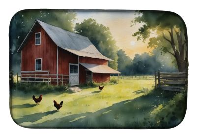 Chicken Coop at Dawn Dish Drying Mat Absorbent Dish Drying Mat Pad for Kitchen Counter Dish Drainer Mat for Countertop, 14 x 21", Multicolor (default: default)