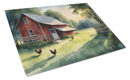 Chicken Coop at Dawn Glass Cutting Board Decorative Tempered Glass Kitchen Cutting and Serving Board Large Size Chopping Board (default: default)