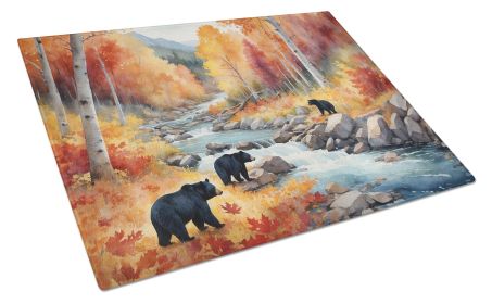 Bears Autumn in the Woods Glass Cutting Board Decorative Tempered Glass Kitchen Cutting and Serving Board Large Size Chopping Board (default: default)