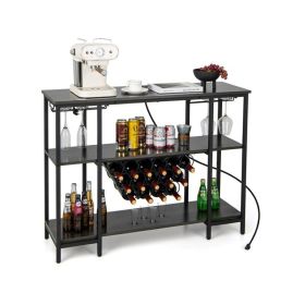 Simple Industrial Wine Rack Wine with Storage Shelves (Type: Wine rack, Color: Gray)